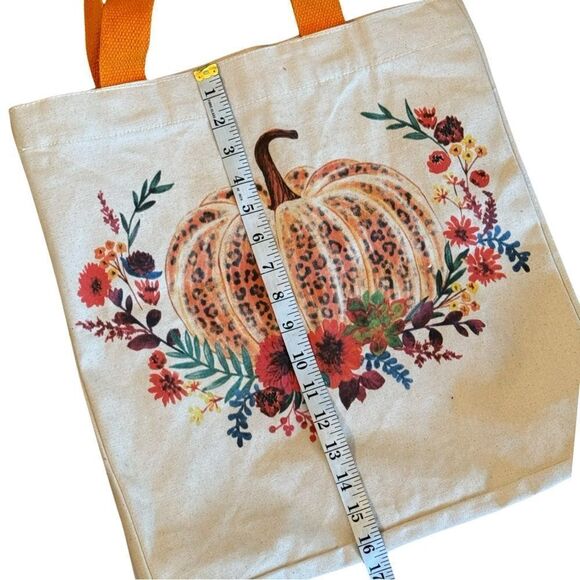 Fall Harvest Cheetah Pumpkin 100% Cotton Reusable Bag NWT - Picture 6 of 10
